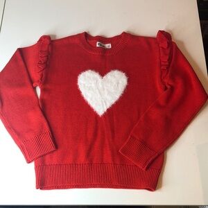 NWOT EPIC THREADS Red Heart Sweater with Ruffle Sleeves Girls size 6X New